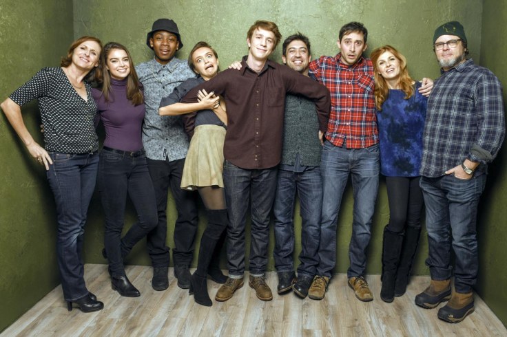 PARK CITY, UT - JANUARY 24:  (L-R) Actors Molly Shannon, Katherine C. Hughes, RJ Cyler, Olivia Cooke, Thomas Mann, director Alfonso Gomez-Rejon, screenwriter Jesse Andrews, actors Connie Britton and  from "Me & Earl & the Dying Girl" pose for a portrait at the Village at the Lift Presented by McDonald's McCafe during the 2015 Sundance Film Festival on January 24, 2015 in Park City, Utah.  (Photo by Larry Busacca/Getty Images)